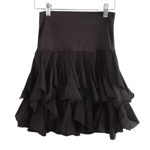 Double Platinum Dancewear Adult Dance Skort Black Ruffle Performance Skirt M